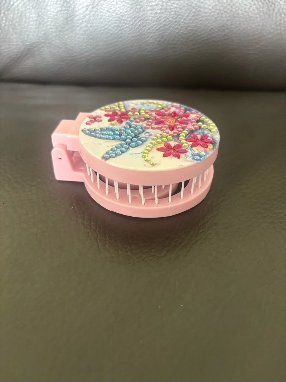 Hand Crafted Pink Compact Mirror Comb Combo